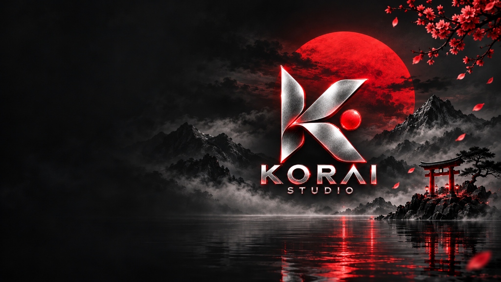 Identidad KORAI STUDIO - Templo y Luna Roja